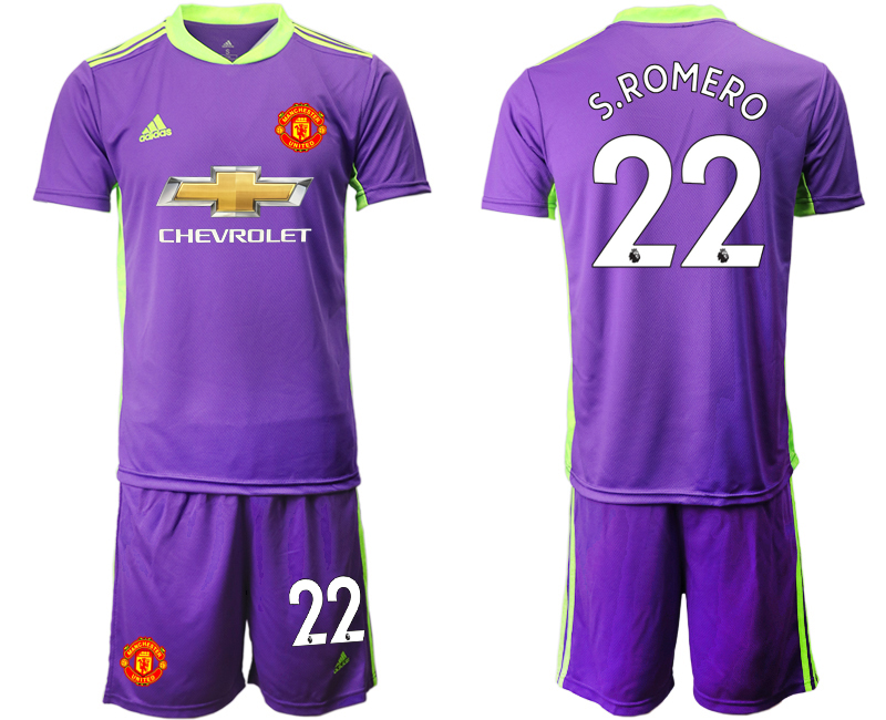Men 2020-2021 club Manchester United purple goalkeeper #22 Soccer Jerseys
